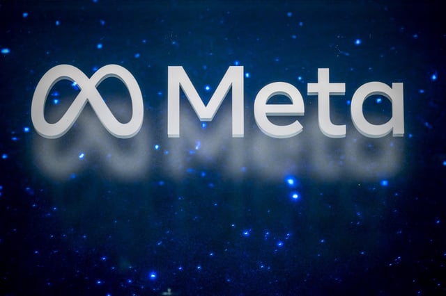A photograph taken during the World Economic Forum (WEF) annual meeting in Davos on January 19, 2025, shows the logo of Meta, the US company that owns and operates Facebook, Instagram, Threads, and WhatsApp.