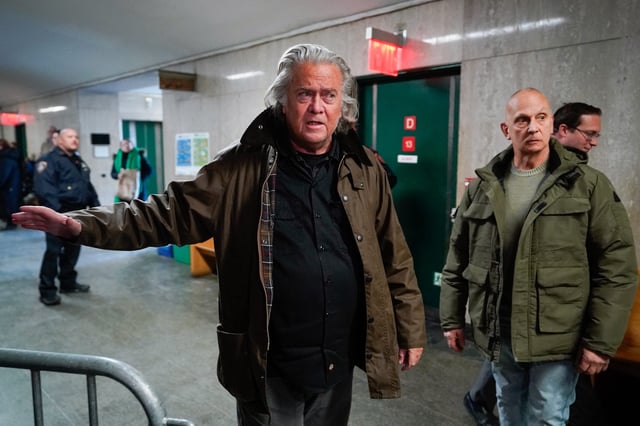 Steve Bannon, former advisor to US President Donald Trump, arrives for a pre-trial conference hearing in his fraud case stemming from a fundraising effort to build a border wall, at New York Criminal Court in Manhattan on January 22, 2025.