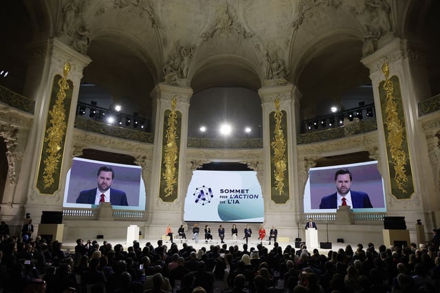 US Vice President JD Vance speaks at the Artificial Intelligence Action Summit in Paris on February 11, 2025.