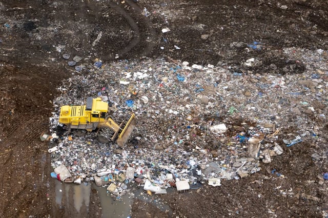 An aerial view of a Newport Council landfill site