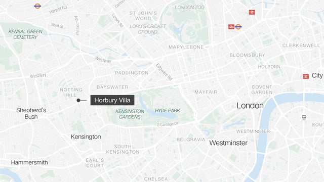 The house is situated on Ladbroke Road, London.