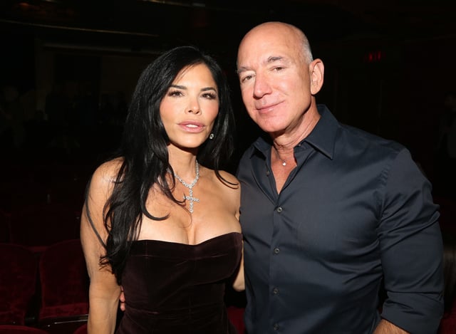 Lauren Sanchez and Jeff Bezos attend the opening night of &#34;Sunset BLVD&#34; at St James Theater on October 20, 2024 in New York City.