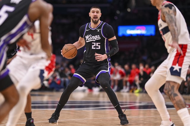 Mar 21, 2024; Washington, District of Columbia, USA;  Sacramento Kings center Alex Len (25) looks to pass during the first half against the Washington Wizards at Capital One Arena. Mandatory Credit: Tommy Gilligan-USA TODAY Sports/File Photo