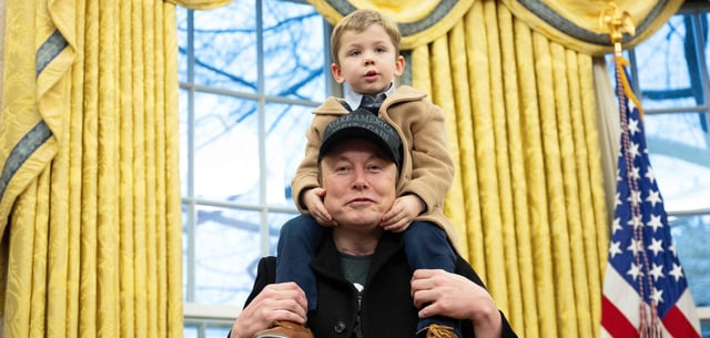 Elon Musk mit seinem Sohn X Æ A-Xii im Weißen Haus am Dienstag