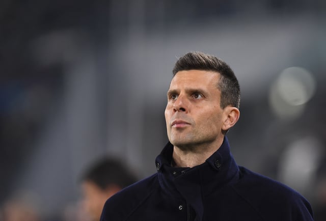 Soccer Football - Champions League - Knockout Phase Playoff - First Leg - Juventus v PSV Eindhoven - Allianz Stadium, Turin, Italy - February 11, 2025 Juventus coach Thiago Motta before the match REUTERS/Massimo Pinca