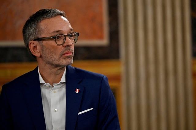 Head of Freedom Party (FPOe) Herbert Kickl attends a television debate, after the first exit polls during the general election, in Vienna, Austria, September 29, 2024. REUTERS/Elisabeth Mandl/File Photo
