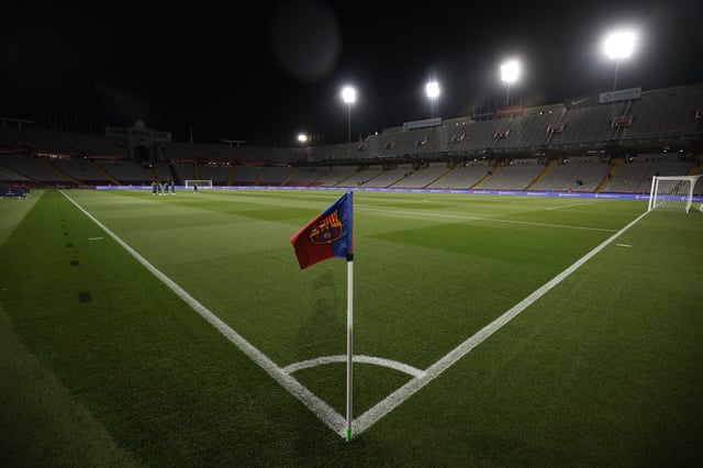 Soccer Football - LaLiga - FC Barcelona v RCD Mallorca - Estadi Olimpic Lluis Companys, Barcelona, Spain - March 8, 2024 General view of a FC Barcelona corner flag inside the stadium before the match REUTERS/Albert Gea/ File Photo