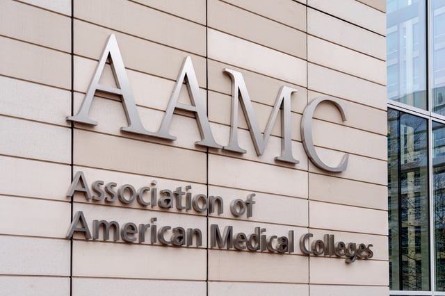 Washington, DC, USA- January 13, 2020: AAMC sign in Washington, DC, USA.The Association of American Medical Colleges (AAMC) is a nonprofit organization and established in 1876.