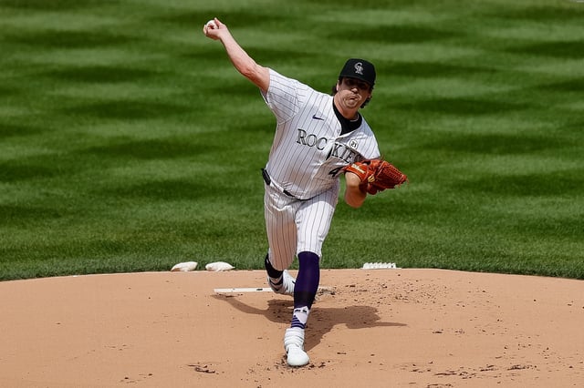 Sep 15, 2024; Denver, Colorado, USA; Colorado Rockies starting pitcher Cal Quantrill (47) pitches in the first inning against the Chicago Cubs at Coors Field. Mandatory Credit: Isaiah J. Downing-Imagn ImagesFile Photo
