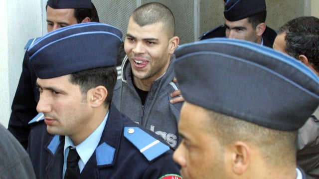 Paul Allen leaving court in Morocco in 2007 after his arrest in connection with the Securitas robbery the previous year