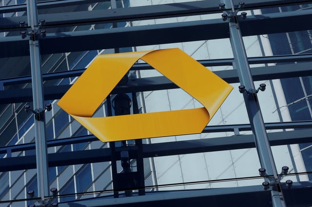 A Commerzbank logo is pictured in Frankfurt, Germany, February 12, 2016. REUTERS/Ralph Orlowski/File Photo