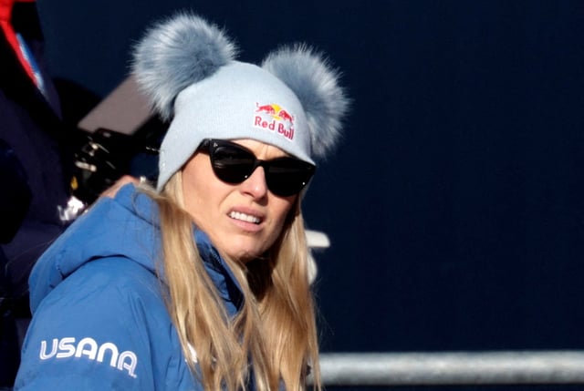 Alpine Skiing - FIS Alpine World Ski Championships - Women's Super G - Saalbach, Austria - February 6, 2025 Lindsey Vonn of the U.S. reacts REUTERS/Leonhard Foeger/File Photo