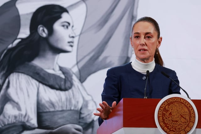 Mexico's President Claudia Sheinbaum speaks during a press conference in Mexico City, Mexico February 3, 2025. REUTERS/Raquel Cunha/File photo