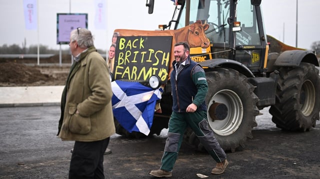 Media interviews were cancelled after tractor drivers interrupted the prime minister