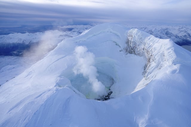 This image provided by Alaska Volcano Observatory shows the summit of Mount Spurr on Oct. 24, 2024, in Alaska.