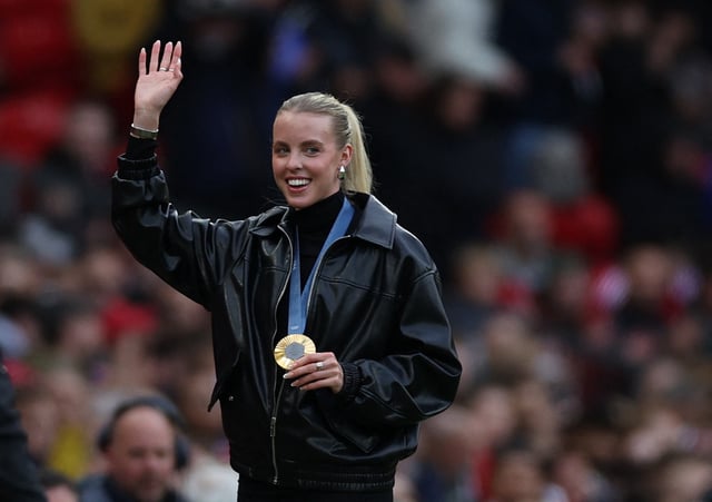 Soccer Football - Premier League - Manchester United v Tottenham Hotspur - Old Trafford, Manchester, Britain - September 29, 2024 Olympic gold medallist Keely Hodgkinson is seen before the match Action Images via Reuters/Lee Smith/File Photo