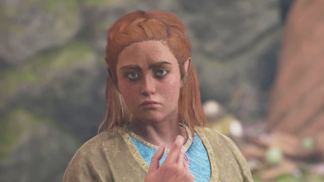 Avowed Ilora free or leave choice - Ilora with her hand raised in front of her chest.