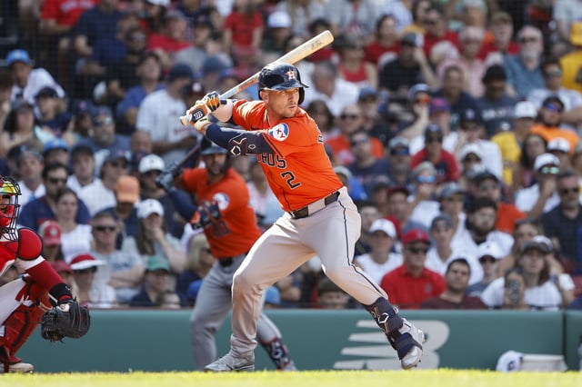 BOSTON, MA - AUGUST 11: Alex Bregman #2 of the Houston Astros bats against the Boston Red Sox during the fifth inning at Fenway Park on August 11, 2024 in Boston, Massachusetts.
