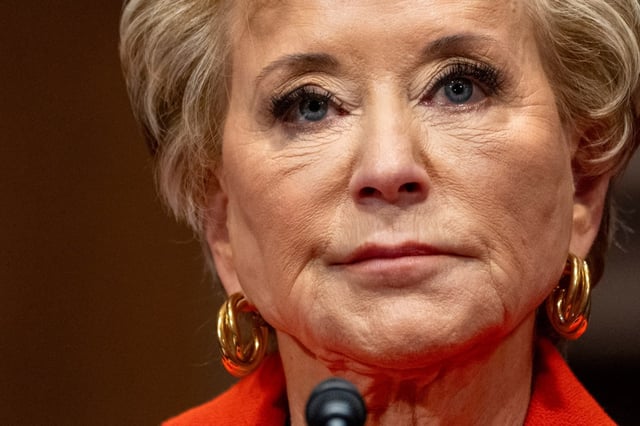 Linda McMahon, President Donald Trump’s nominee for Secretary of Education, attends a hearing of the Health, Education, and Labor Committee on her nomination, Thursday, Feb. 13, 2025, in Washington. (AP Photo/Jacquelyn Martin)