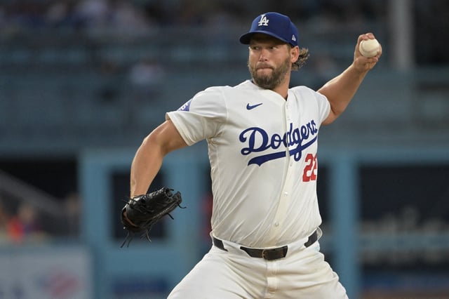 Aug 6, 2024; Los Angeles, California, USA;  Los Angeles Dodgers starting pitcher Clayton Kershaw (22) delivers to the plate in the third inning against the Philadelphia Phillies at Dodger Stadium. Mandatory Credit: Jayne Kamin-Oncea-USA TODAY Sports/File Photo
