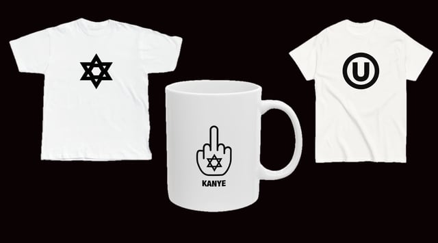At least three purveyors of Kanye West-inspired Jewishwear have emerged in the days following the rapper's swastika shirt brouhaha. (Collage by JTA)