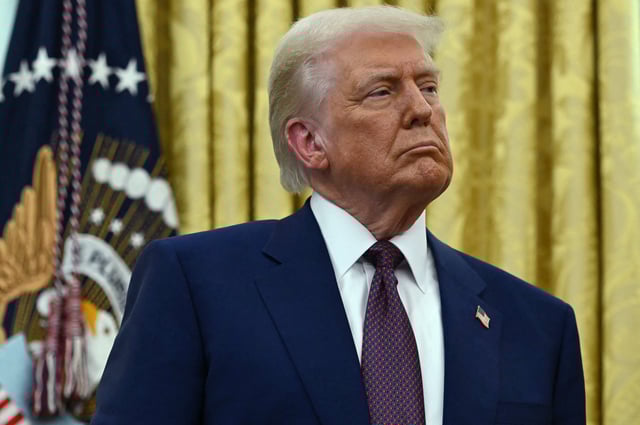 President Donald Trump in the Oval Office of the White House in Washington, DC, on February 13, 2025.