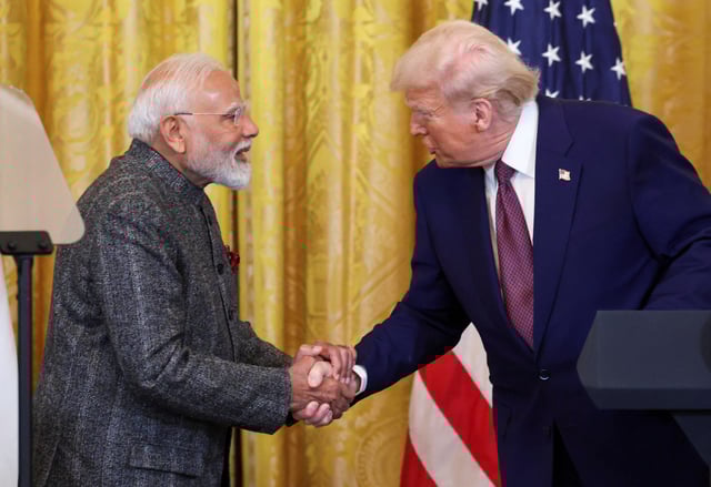 Le président américain Donald Trump et le premier ministre indien Narendra Modi à la Maison-Blanche, le 13 février 2025.