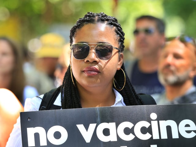 LONDON, ENGLAND - JULY 23: <> on July 23, 2022 in London, England. Protesters marched for what they believe to be victims of the COVID-19 vaccine and against perceived government overreach with the use of legislation like the Schools Bill to further restrict freedoms. (Photo by Martin Pope/Getty Images)