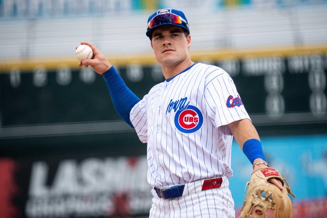 Matt Shaw, shown here with the minor league Iowa Cubs in 2024, stands to be the Chicago Cubs every-day third baseman this season.