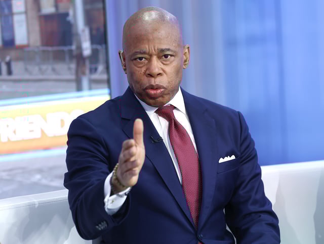 New York City Mayor Eric Adams visits &#34;Fox &amp; Friends&#34; at Fox News Channel Studios on February 14, 2025 in New York City.
