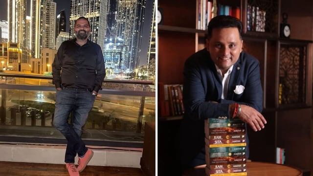 Comedian Kunal Kamra (L) and author Amish Tripathi (R). 