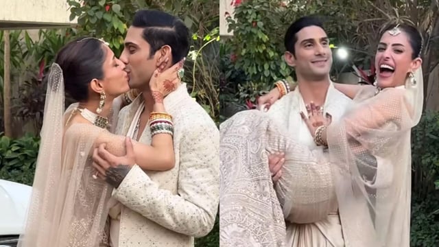 Prateik Babbar and Priya Banerjee's first appearance after marriage.