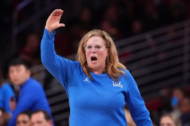 UCLA coach Cori Close gestures from the sideline during the second half of the Bruins’ 71-60 loss to rival USC on Thursday night at the Galen Center. (AP Photo/Mark J. Terrill)