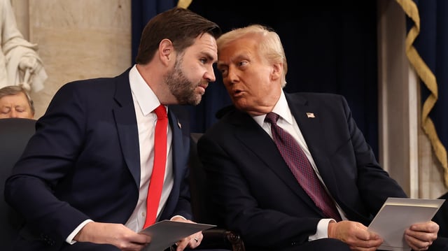 The Republican president said he’d only heard ‘very good remarks’ in the wake of his VP’s tirade about free speech and migration at the Munich Security Conference.