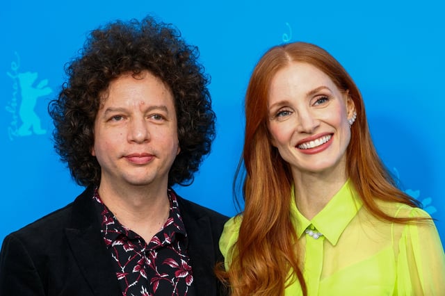 Director Michel Franco and cast member Jessica Chastain attend a photo call for the movie "Dreams" in competition at the 75th Berlinale International Film Festival in Berlin, Germany February 15, 2025. REUTERS/Nadja Wohlleben