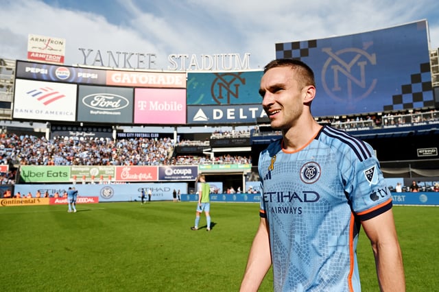 Sep 21, 2024; New York, New York, USA; New York City FC midfielder James Sands (6) walks on the field after the game against Inter Miami CF at Yankee Stadium. Mandatory Credit: Mark Smith-Imagn Images/File Photo