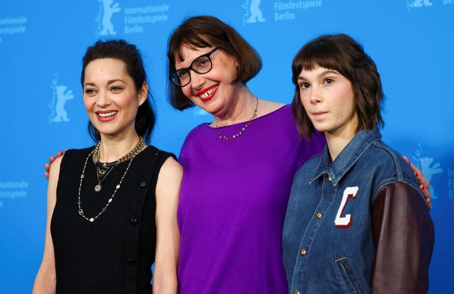 Cast members Marion Cotillard, Clara Pacini and director Lucile Hadzihalilovic attend a photocall to promote the movie "The Ice Tower" at the 75th Berlinale International Film Festival in Berlin, Germany February 16, 2025. REUTERS/Nadja Wohlleben