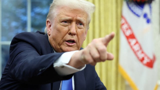 US President Donald Trump speaks in the Oval Office of the White House in Washington, DC 