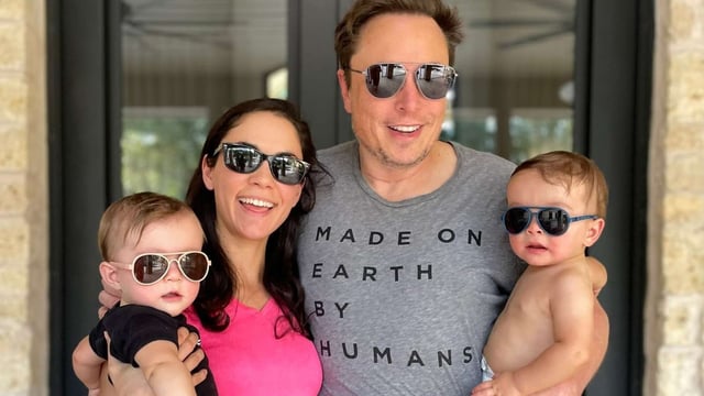 Elon Musk with Shivon Zilis and their twins, Strider and Azure.