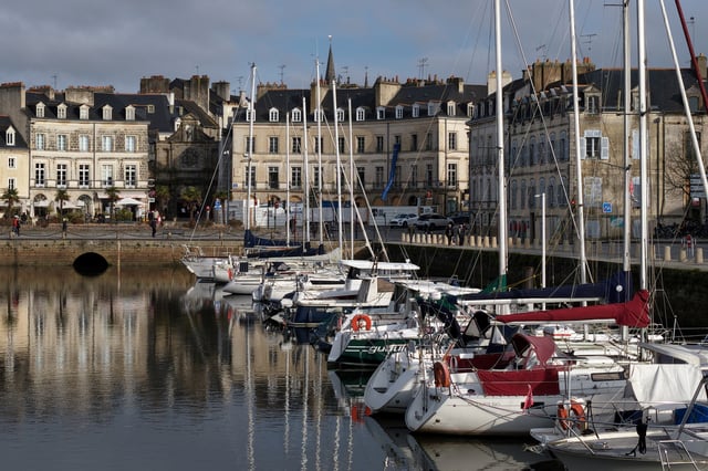 A drone view shows the port of Vannes with the city in the background, Brittany, France, February 6, 2025.  REUTERS/Stephane Mahe