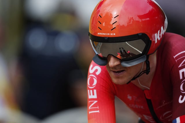 Cycling - Tour de France - Stage 7 - Nuits-Saint-Georges to Gevrey-Chambertin - Nuits-Saint-Georges, France - July 5, 2024 INEOS Grenadiers' Geraint Thomas reacts after stage 7 REUTERS/Stephane Mahe/File Photo
