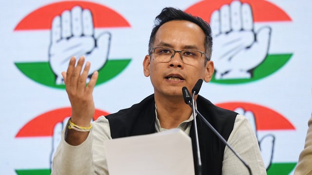 Congress MP Gaurav Gogoi during a press conference in New Delhi.