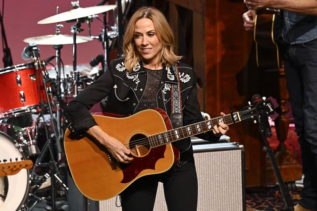 Sheryl Crow performs during the Umbrella Concert Series in partnership with The Salt Lick Incubator at Umbrella Arts Center on February 07, 2025 in Concord, Massachusetts.
