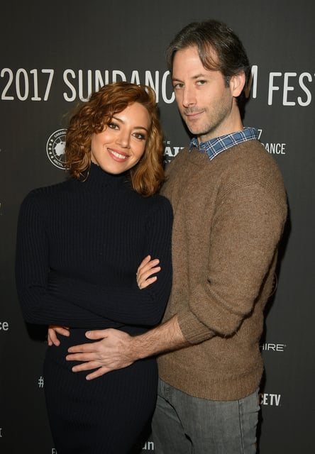 Actress Aubrey Plaza (L) and director Jeff Baena attend &#34;The Little Hours&#34; premiere during day 1 of the 2017 Sundance Film Festival at Library Center Theater on January 19, 2017 in Park City, Utah.