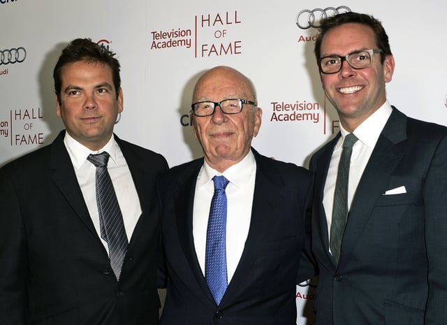 Rupert Murdoch and his sons, Lachlan and James, rumored to be the inspiration for &#34;Succession,&#34; at the 2014 Television Academy Hall of Fame in Beverly Hills, Calif, March 11, 2014.