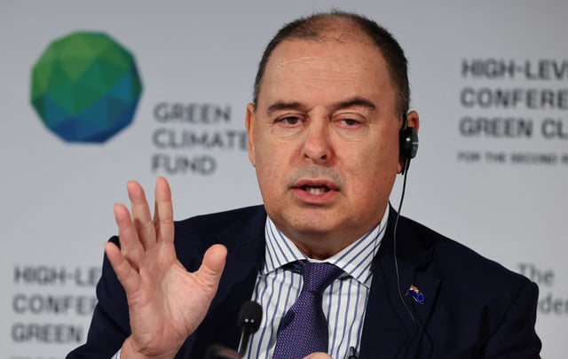 Cook Islands Prime Minister Mark Brown addresses the media during a press conference of the Green Climate Fund (GCF) in Bonn, Germany, October 5, 2023. REUTERS/Wolfgang Rattay/File Photo
