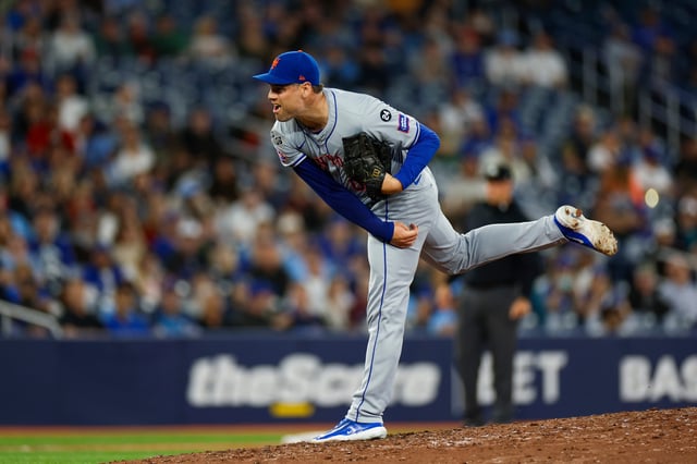 TORONTO, CANADA - SEPTEMBER 10: Adam Ottavino #0 of the New York Mets delivers a pitch in the eighth inning during a game against the Toronto Blue Jays at Rogers Centre on September 10, 2024 in Toronto, Canada. (Photo by Brandon Sloter/Image Of Sport/Getty Images)