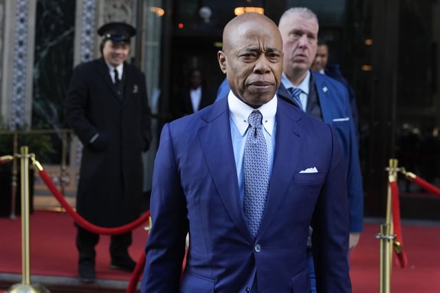 New York City mayor Eric Adams leaves an event in New York, Thursday, Jan. 30, 2025. (AP Photo/Seth Wenig)
