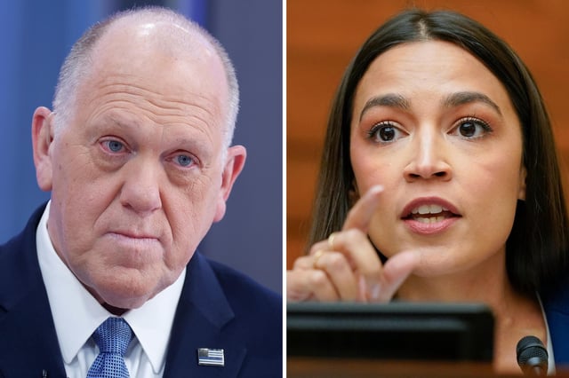 Border czar Tom Homan visits &#34;Fox &amp; Friends&#34; at Fox News Channel Studios on February 14, 2025 in New York City. Rep. Alexandria Ocasio-Cortez (D-NY) speaks during a House Committee on Oversight and Reform on June 8, 2022 in Washington, DC.