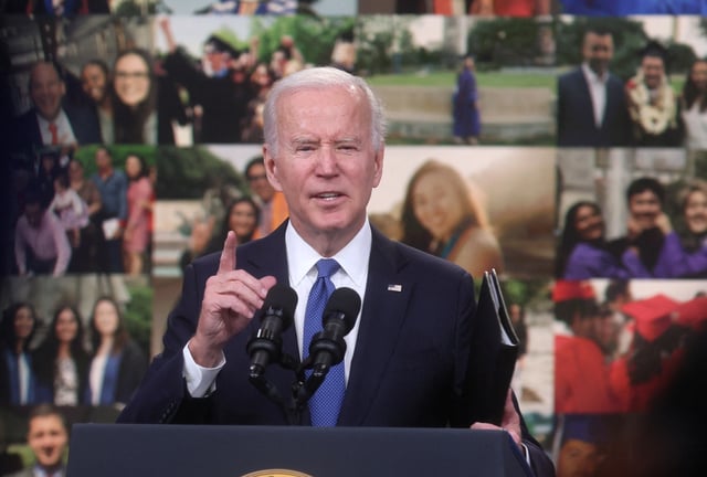 U.S. President Joe Biden delivers remarks about the student loan forgiveness program from an auditorium on the White House campus in Washington, U.S., October 17, 2022. REUTERS/Leah Millis/File Photo